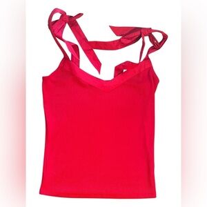 LOFT Red Ribbed Ribbon Strap Tank – Size Small